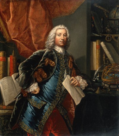 Portrait of a gentleman in his study with scientific instruments, c.1750 by English School